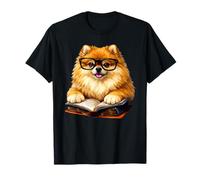 Cute Dog Pomeranian Reading Book T-Shirt