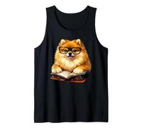 Cute Dog Pomeranian Reading Book Tank Top