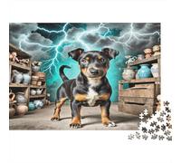 Cute Dog Pottery Workshop Scene 1000 Piece Jigsaw Puzzle Paper for Adults Thunderstorm Night Puzzle Game for Family Relaxing Focus Gift 52x38cm/1000pcs