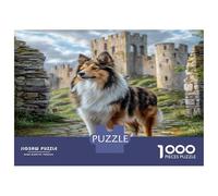 Cute Dog Premium Paper Collie at Castle Ruins DIY Jigsaw Puzzle for Kids 12+ Fun Stocking Filler 38x26cm/1000pcs