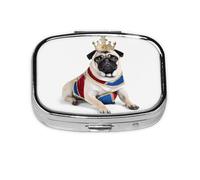 Cute Dog Print Pill Box 2 Compartment Medicine Pill Case,Portable for Pocket Or Purse Pill Box Decorative Metal Medicine Organizer