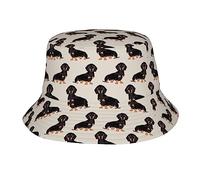 Cute Dog Printing Summer Bucket Hat Trendy Sun Hat for Hiking, Beach Vacation, Outdoor Activities for Unisex, Black, One size