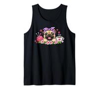 Cute Dog Pug Bandana Flowers Tank Top