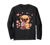 Cute Dog Pug Bubble Boba Tea Long Sleeve T-Shirt