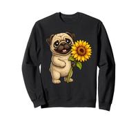 Cute Dog Pug Holding Sunflower Flower Sweatshirt