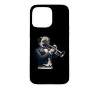 Cute Dog Pug Playing Trumpet Musician Music Case for iPhone 15 Pro Max