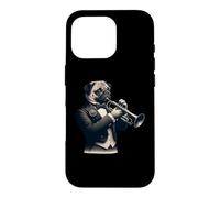 Cute Dog Pug Playing Trumpet Musician Music Case for iPhone 16 Pro