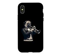 Cute Dog Pug Playing Trumpet Musician Music Case for iPhone X/XS