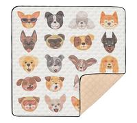 Cute Dog Puppy Faces Cartoon Soft Padded Baby Playmat for Floor Comfortable Tummy Time Mat for Babies Infants Toddlers, 50'' x 50''
