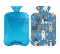 Cute Dog Puppy Hot Water Bottle with Cover, Cartoon Dogs Hot Water Bottle with Cover, 2L Hot Water Bag for Pain Relief, Neck and Shoulder, Hand Feet Warmer
