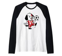 Cute Dog Puppy Playing Soccer Football Dogs Puppies Raglan Baseball Tee