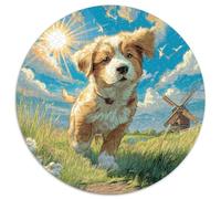Cute Dog Puzzle 1000 Piece Jigsaw Round Jigsaws Adults Kids Puzzles Challenging And Brainteasing Adult Fun Creativity & Gift Giving Perfect for Relaxation Whimsical 1000pcs (67.5x67.5cm)