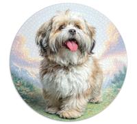 Cute Dog Puzzle 1000 Piece Jigsaw Round Jigsaws Adults Kids Puzzles Perfect for Relaxation Whimsical Challenges Extra Fun Unique 1000pcs (67.5x67.5cm)