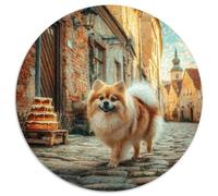 Cute Dog Puzzle 1000 Pieces Jigsaw Circular Jigsaws Adults Kids Puzzles Perfect for Relaxation Whimsical Challenges Extra Fun Unique 1000pcs (67.5x67.5cm)