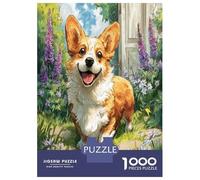 Cute Dog Puzzle Corgi in Wildflower Field Adult Jigsaws Fun Present & Activity for Home Birthday Gifts for Women, Gifts for Men 38x26cm/1000pcs