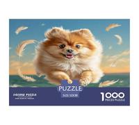 Cute Dog Puzzle for Adults 1000 Pieces - Pomeranian (feathers Wooden Dock) Challenging Game Toys Gift for Home Wall Decoration Great Gift Idea52x38cm/1000pcs