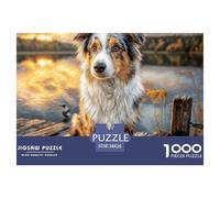 Cute Dog Puzzle for Adults & Kids | Detailed 1000 Pieces -Terrier Mixed Terrier on Dock Recycled Paper Wall Decoration And Gifts38x26cm/1000pcs