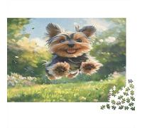 Cute Dog Puzzle Jigsaw Puzzle for Adults 1000 Piece Jigsaw Puzzle Grass Running Scene Relaxing Paper Game Home Decor 70x50cm/1000pcs