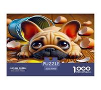 Cute Dog Recycled Paper 1000 Pc Puzzle for Adults Kids -Bulldog Broken Eggs Playful Mess Fun Present & Activity for Home Great Gift Idea70x50cm/1000pcs