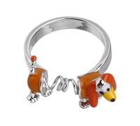 Cute Dog Rings | Cartoon Statement Puppy Ring, Mother Daughter Gifts, Spring Pet Loving Friend Families Ring, one size, Zinc, No Gemstone