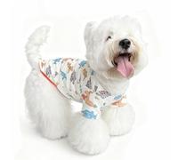 Cute Dog Shirt, Stretchy Dino Doggie T-Shirt Clothes for Small Dogs, Soft Pet Tee Outfit Cat Apparel for Daily Wear, Cozy Pullover Design Puppy Apperal (Dino Cartoon, Small Size for 3.3-5.5lb Pets)