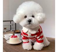 Cute Dog Shirts, Striped Dog Clothes, Suitable for Yorkshire Terriers, Dachshunds, Poodles and Small Cats(Red,Medium)
