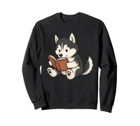 Cute Dog Siberian Husky Reading Book Nerd Sweatshirt