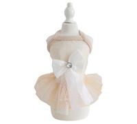 Cute Dog Simple Color Sweety Style Camisole Dress with Bow for Small, Extra Small Dog Teddy, Pug, Chihuahua, Shih Tzu, Yorkshire Terriers A-Apricot XL