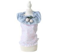 Cute Dog Sweety Style Camisole Top T-Shirt with Bow Sleeve for Small, Extra Small Dog Teddy, Pug, Chihuahua, Shih Tzu, Yorkshire Terriers F-White S