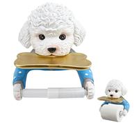 Cute Dog Toilet Paper Roll Holder, Novelty Cartoon Animal Shape Tissue Towel Tray Wall Mounted Rack, Funny Bathroom Storage Decor Dispenser Creative Thoughtful Gift 19 x 17.5 x 11cm (Blue)