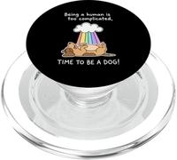 Cute Dog Under Rainbow Being Human Is Complicated Costume PopSockets PopGrip for MagSafe