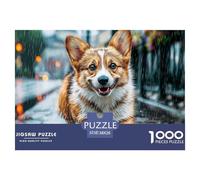 Cute Dog Wall Decoration And Gifts 1000 Pieces Puzzle -Fluffy Dog on Rainbow Path Recycled Paper Fun And Challenging Family Game38x26cm/1000pcs