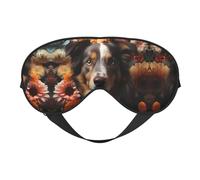 Cute Dog with Flowers Print Eye Mask for Comfortable Sleep – Elastic Nighttime Shade, Perfect for Plane, Travel, and Meditation