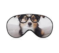 Cute Dog with Glasses Sleep Mask Soft Comfortable Eye Mask with Adjustable Strap Eye Cover Eye Shade for Men Women Work Travel