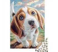 Cute Dog1000 Piece Sturdy Cardboard Beagle on Path Jigsaw Puzzle Bundle Adult Puzzle Lovers Brain Training Fun Home Activity Birthday Gift 38x26cm/1000pcs