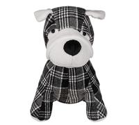 Cute Doggy Door Stop | Tartan Check Design in Black, Grey & White | Weighs 1 Kg | Stands at 25cm / 10 inches High
