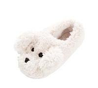 Cute Doggy Slippers Comfortable Womens Slippers Dog Novelty Furry Ears Slipper Warm Thick Bottom Slipper 3D Animal Pattern Sliders With Back Slip On Thermal Lined Sliders Winter Booties Slides