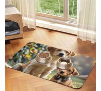 Cute Dogs Animal Dog Food Mats for Floors, 16x24 Inch Non-Slip Super Absorbent Pet Food Mat, Dishwasher Dog Mat for Food and Water, Cute Rubber Quick Dry Pet Feeding Mat for Dogs Puppy Cats