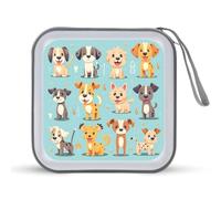 Cute Dogs Animal Puppy Pets CD Case 40 Capacity Plastic DVD Storage Box Sleeves Zippered Wallet