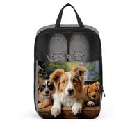 Cute Dogs Animal Shoe Bag Travel Shoe Organizer Water-Resistant Shoe Pouch with Zipper Sneaker Dust Bag, gray, One Size, Modern