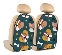 Cute Dogs Bones Puppy Paws Colorful Love Hearts,2 Pack Car Seat Kick Mats Back Seat Protector Durable Back Seat Organiser