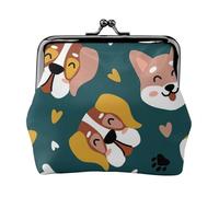Cute Dogs Bones Puppy Paws Colorful Love Hearts, PU Leather Coin Purse, Small Wallets, Change Pouch with Kiss Lock Clasp Buckle, Change Purse
