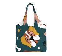 Cute Dogs Bones Puppy Paws Colorful Love Hearts,Reusable Tote Bags Grocery Bags Large Capacity Canvas Shopping Shoulder bag