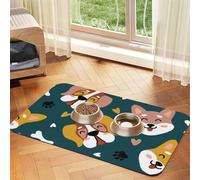 Cute Dogs Bones Puppy Paws Colorful Love Hearts,Waterproof Pet Feeding Mat,PU Leather Placemats for Cat Dog Water Bowl,Food Mats,40x60cm