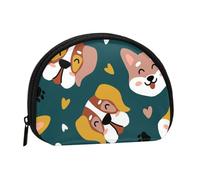 Cute Dogs Bones Puppy Paws Colorful Love Hearts, Women's Storage Bag Shell Makeup Bag Small Coin Purse Shell Change Pouch