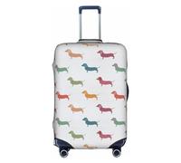 Cute Dogs Dachshund Suitcase Cover Elastic Washable Luggage Cover Scratch Protector Multiple Sizes, White, Large