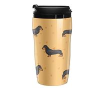 Cute Dogs Dachshund Travel Coffee Mug With Lid Insulated Tumbler Double Wall Plastic Cup For Office Outdoor Camping