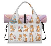 Cute Dogs Pattern Sports Duffle Bag with Shoe Compartment Weekend Overnight Bags Tote Cabin Luggage Bag for Gym Yoga Travel