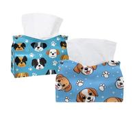 Cute Dogs Paw Tissue Box Cover Rectangular Leather Tissue Holder Decorative Facial Tissue Paper Cover Case Organizer for Bathroom Night Stands Desk Tabletop Living Room Home