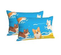 Cute Dogs Pillowcase Super Soft Pillow Cases Luxury Fuzzy Decorative Pillowcases with Zipper Long Pillow Covers Standard Size 16"x24" Plush Cushion Case for All Seasons